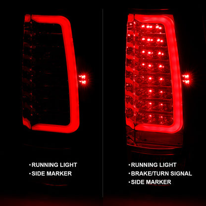 ANZO 2007-2014 Chevy Tahoe LED Taillight Plank Style Chrome With Red/Clear Lens 311323