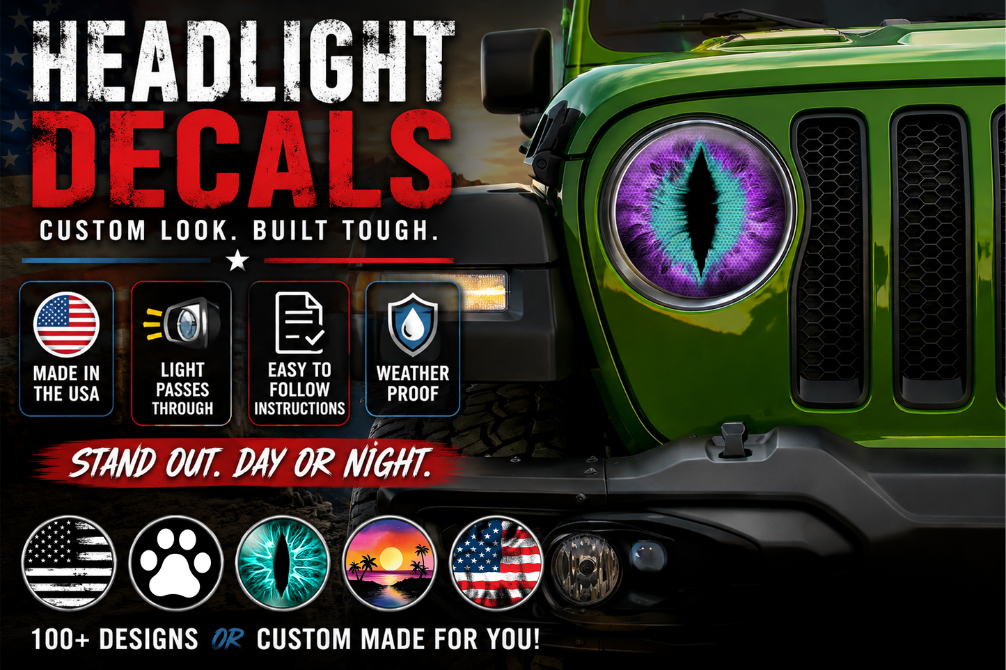 Purple and teal for a round headlight. 53