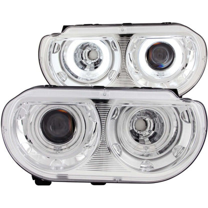 Anzo 2008-2014 Dodge Challenger Projector Headlights w/ Halo Chrome (CCFL)