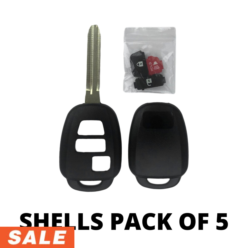 Pack of 5 - Toyota 3 Button Remote Head Key Shells HYQ12BDM / GQ4-52T