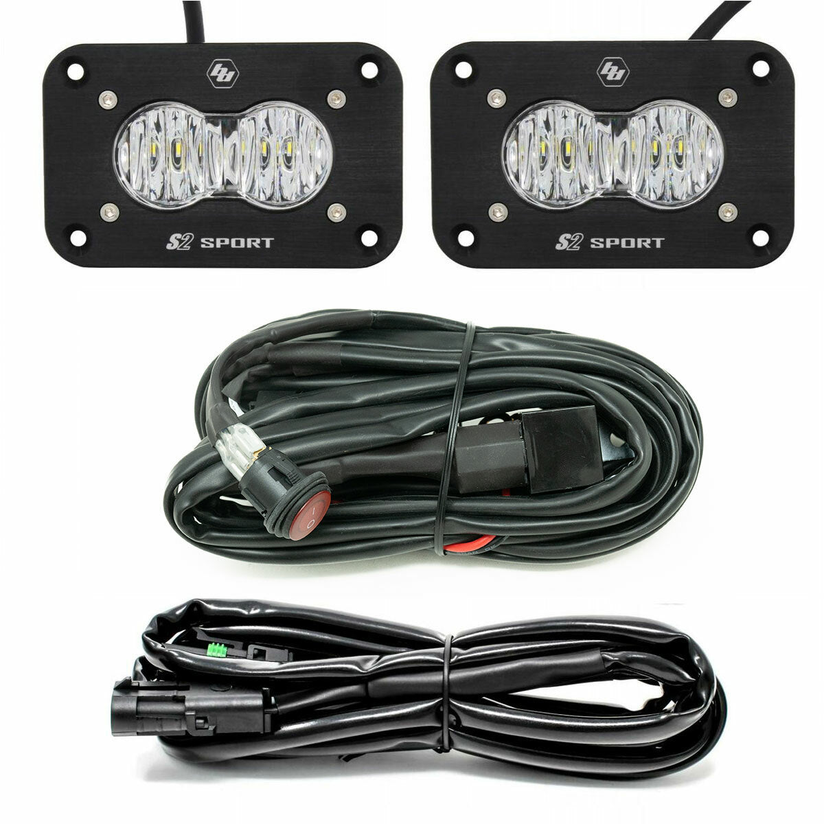 LED Work Light Clear Lens Wide Cornering Pattern Flush Mount Kit S2 Sport
