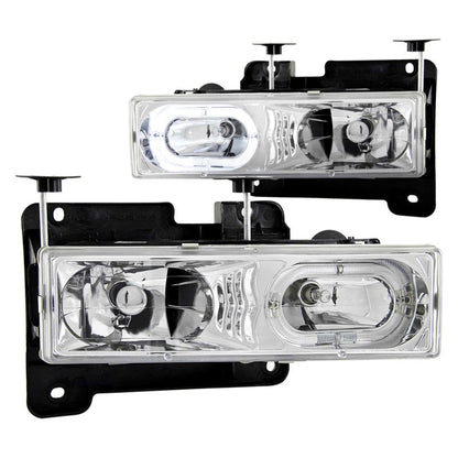 Anzo Chrome Led Halo Crystal Headlights 1992-1999 Chevy Suburban