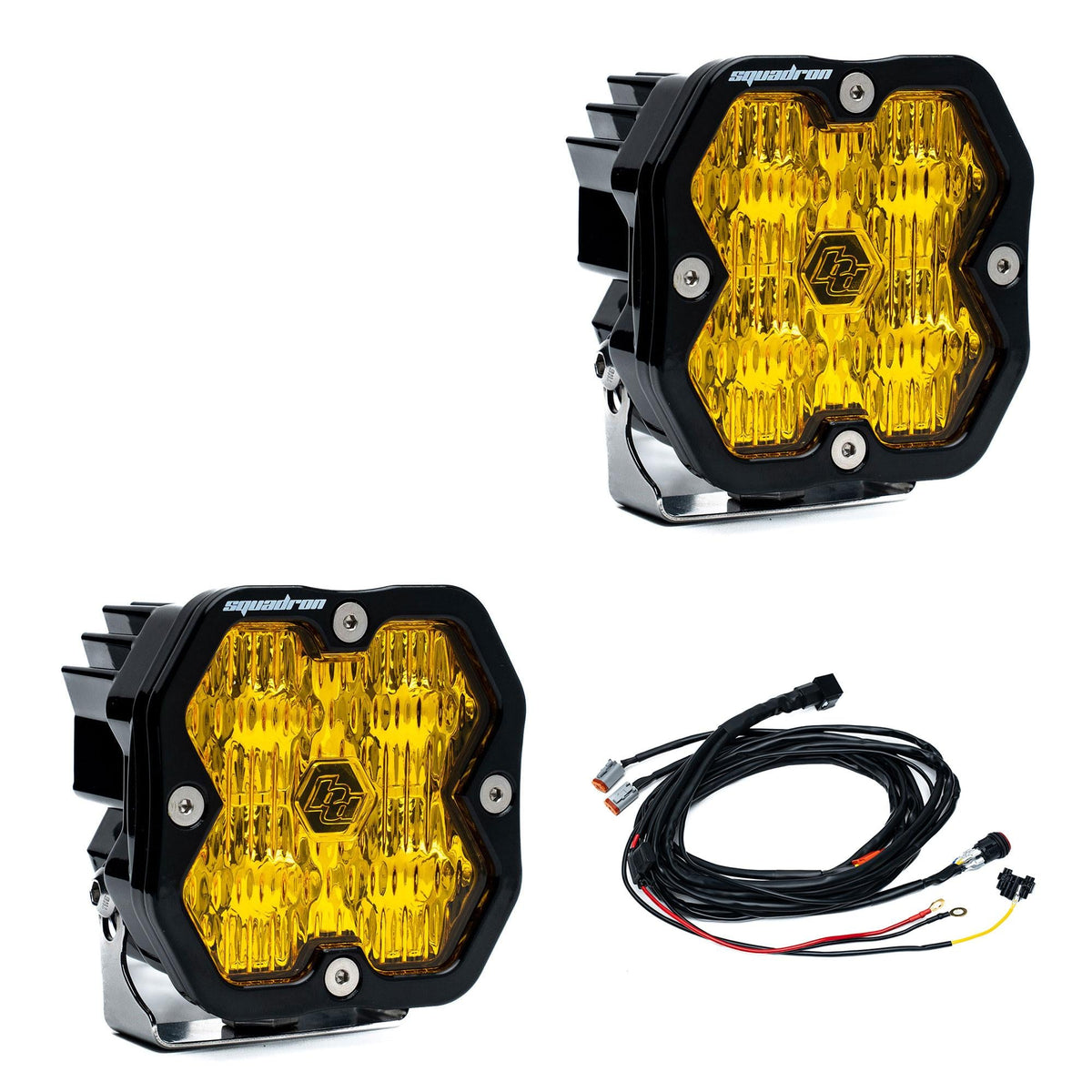 Squadron 2.0 Sport Black LED Auxiliary Light Pod Pair Universal Baja Amber Wide Cornering