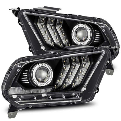 AlphaRex 10-12 Ford Mustang PRO-Series Projector Headlights Plank Style Jet Black w/Top/Bottom DRL 880110 *Discontinued