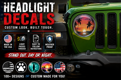 Beach sunset eyes for a round headlight decal 56