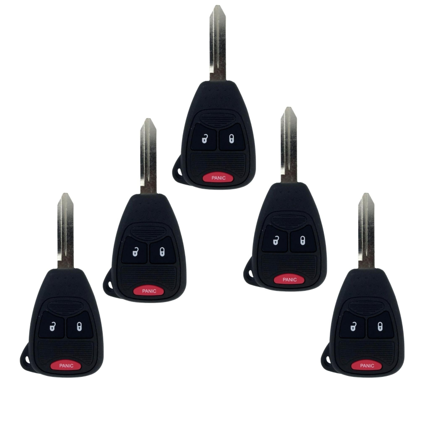Chrysler Dodge Jeep 3 Button Remote Head Key 2004-2016 for OHT692427AA / OHT692713AA (Pack of 5)