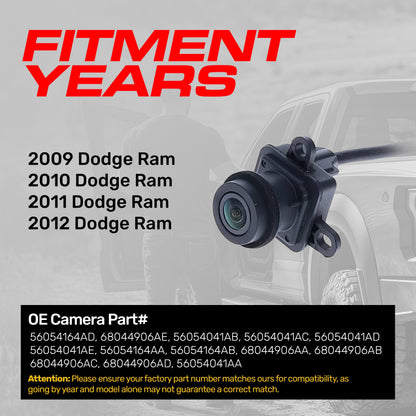 Dodge Ram (2009-2012) OEM Replacement Backup Camera OE Part #56054041AD, 56054041AE, 56054164AD, 68044906AD, 68044906AE