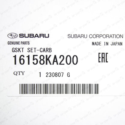 New Genuine OEM Subaru Sambar KS3 KS4 Carburetor Gasket Set 16158KA200