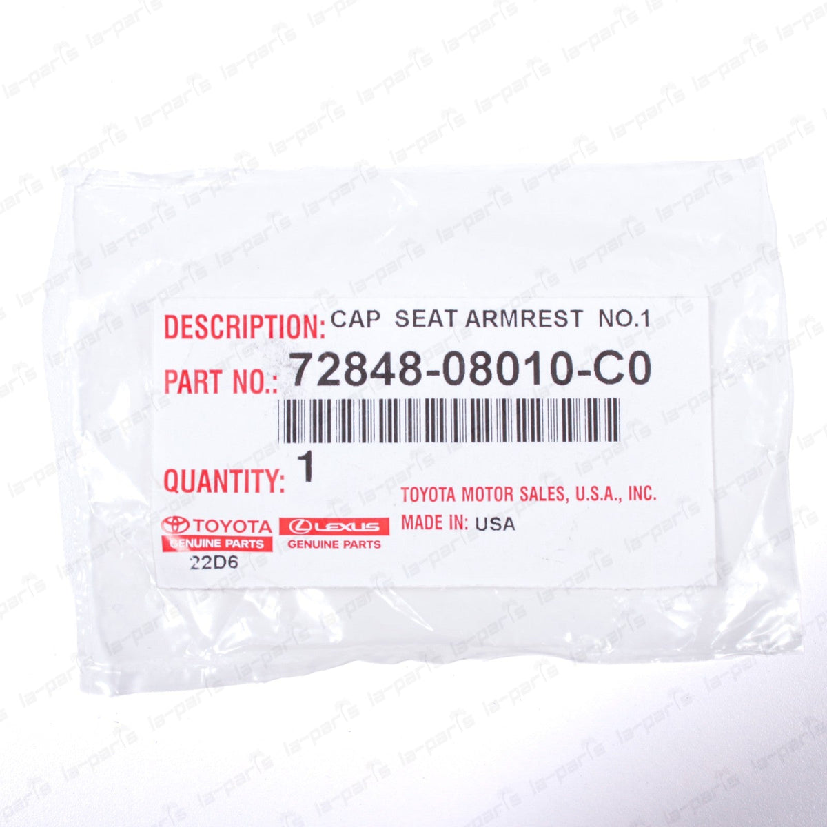 New Genuine OEM Toyota 15-20 Sienna Black Front Seat Armrest Cap 72848-08010-C0