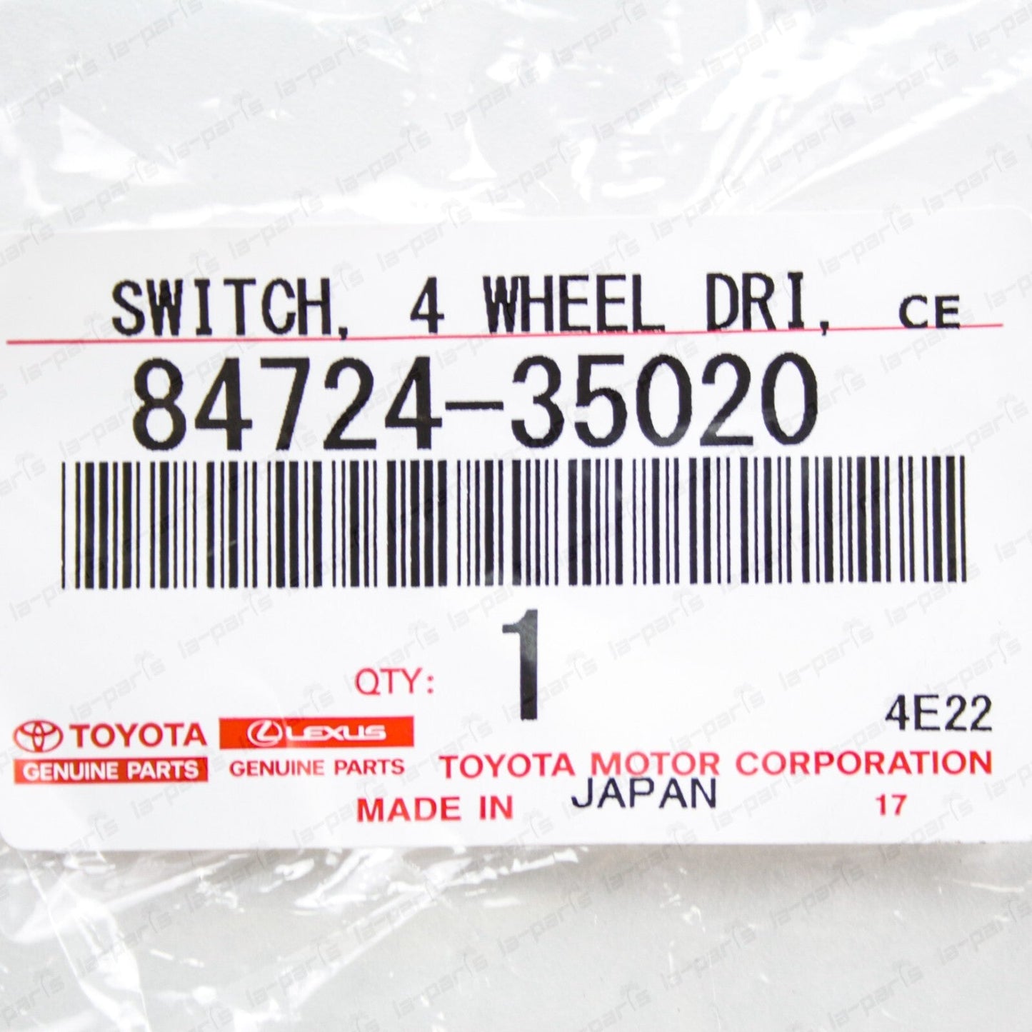 New Genuine OEM Toyota 03-04 4Runner 4WD Wheel Drive Control Switch 84724-35020