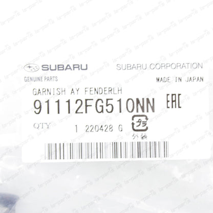 New Genuine 11-14 Subaru WRX STi Front Left Fender Molding Garnish 91112FG510NN
