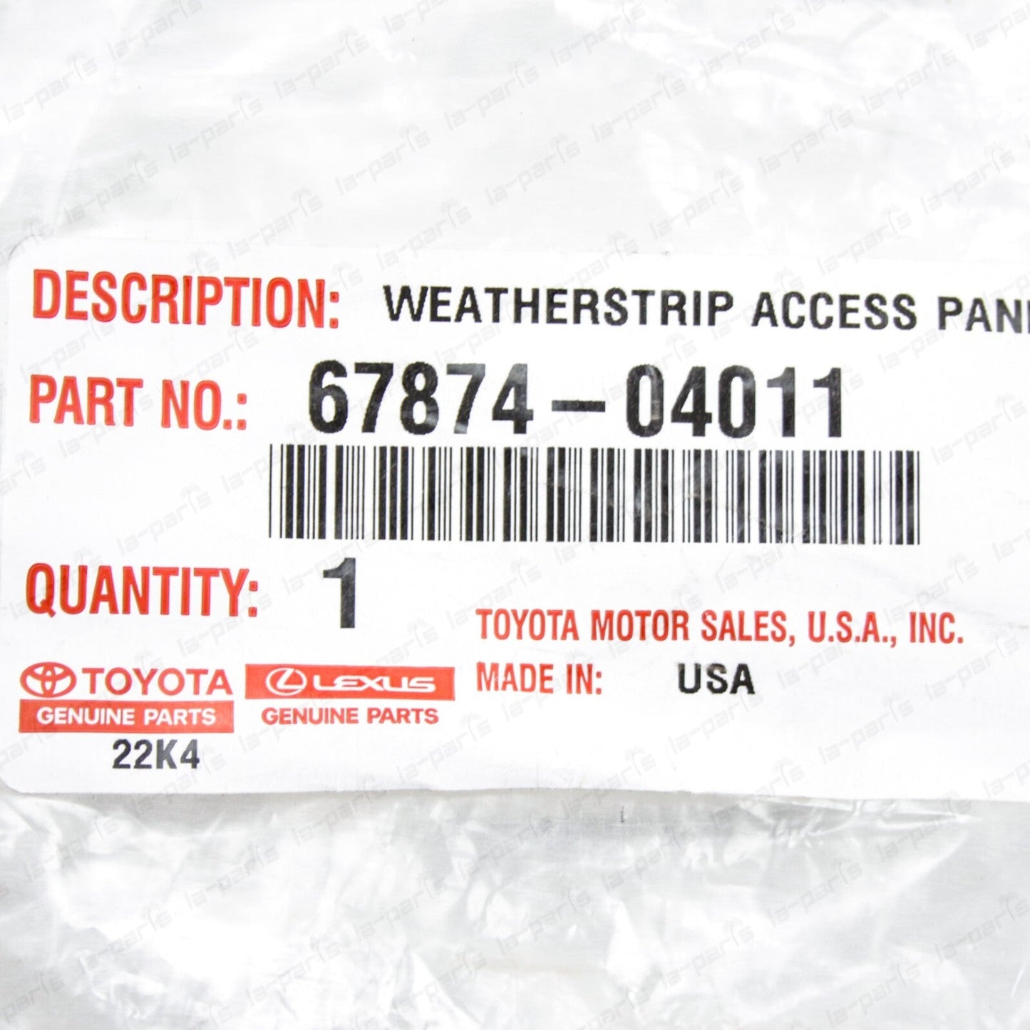 New Genuine Toyota 05-23 Tacoma Rear Driver Door Weatherstrip Seal 67874-04011