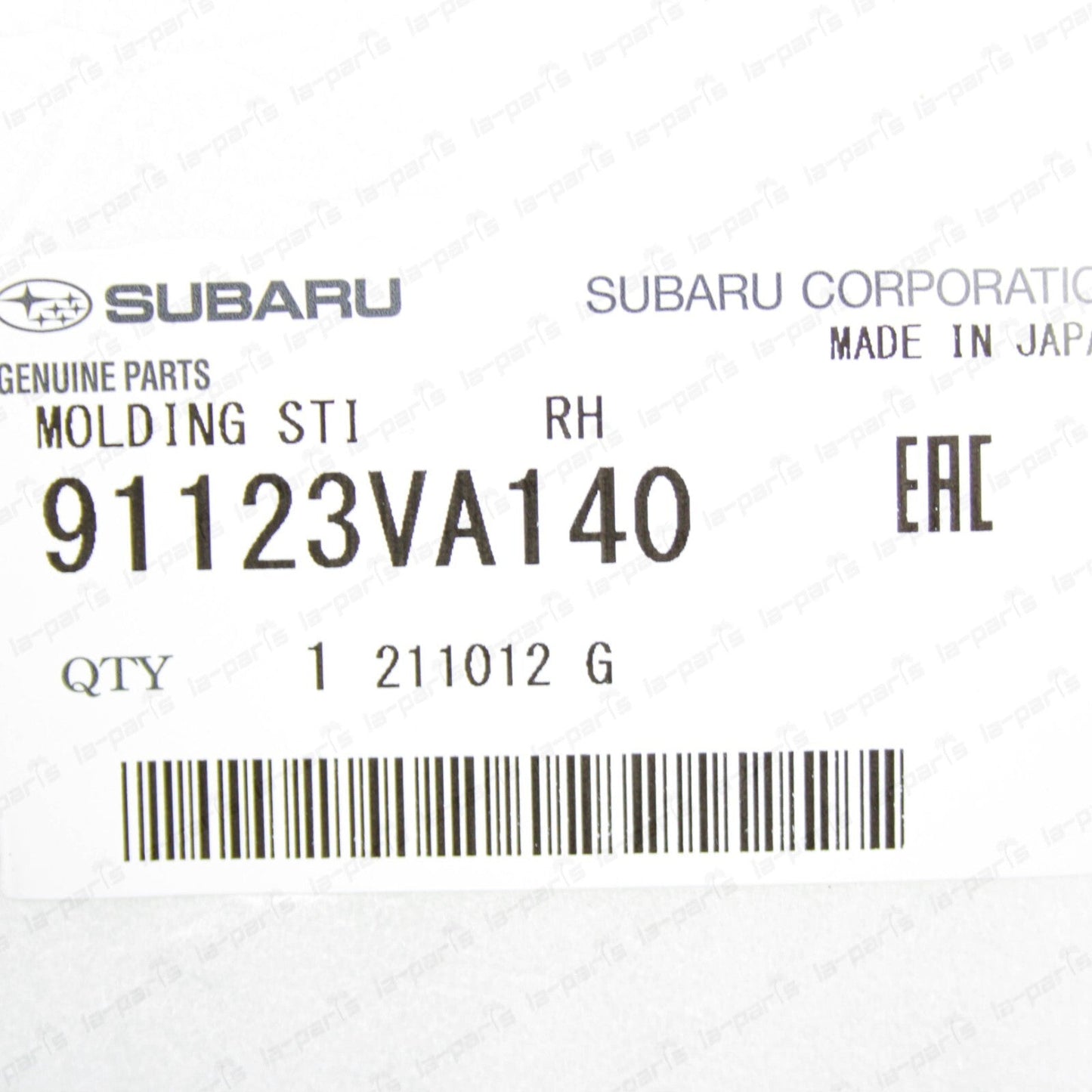 New Genuine OEM Subaru 15-16 WRX STi Black Passenger Fender Emblem Molding Badge