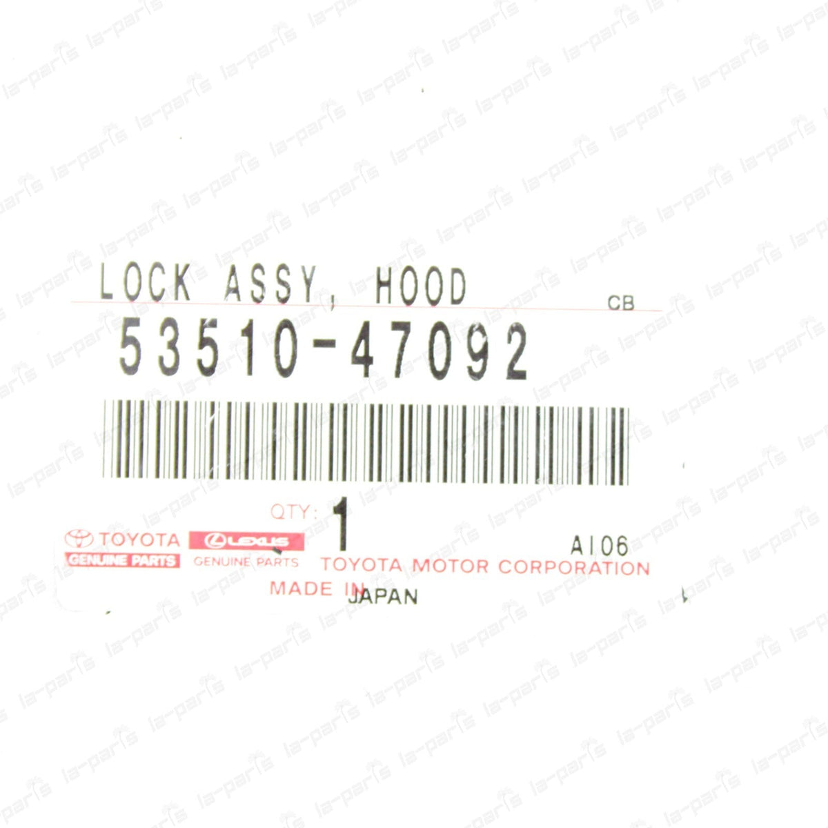 New Genuine OEM Toyota 2010-2015 Prius Hood Lock Latch Assembly 53510-47092