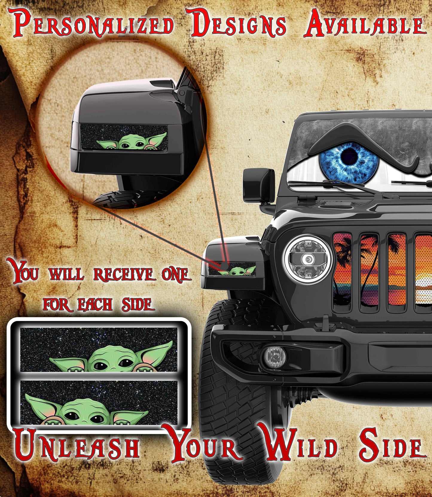 peek a boo Jl and Gladiator Turn signal decal. 57