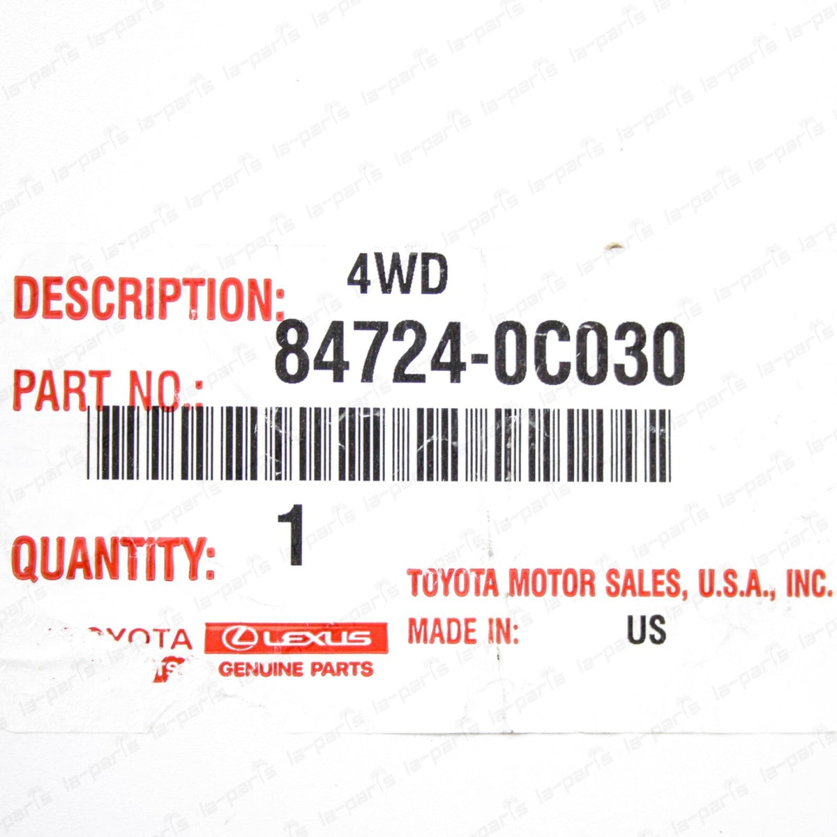 New Genuine OEM Toyota Sequoia Tundra 4 Wheel Drive Control Switch 84724-0C030