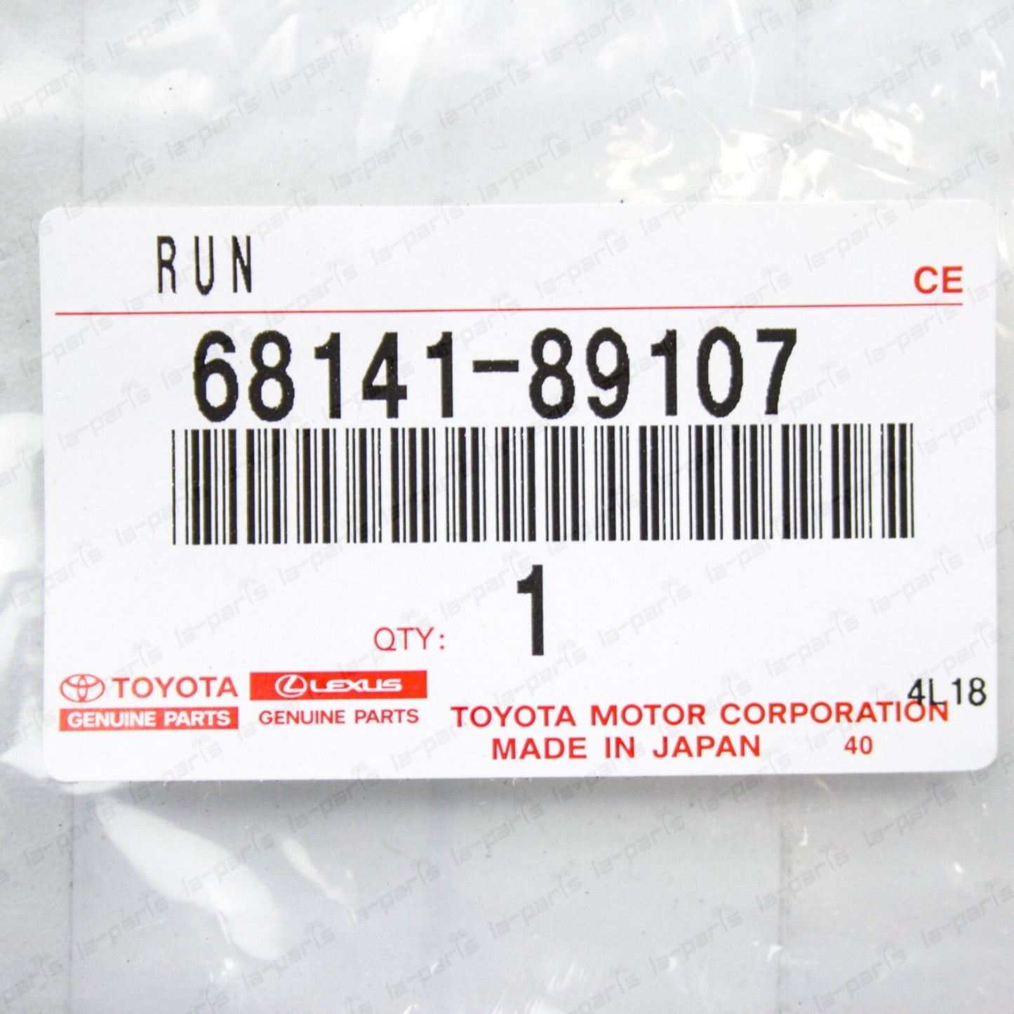 Genuine Toyota 84-89 4Runner Pickup Front Door Without Vent Glass Run Channel