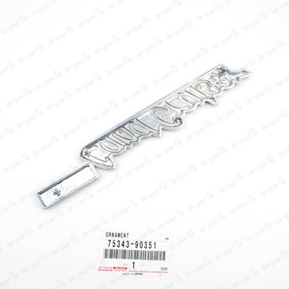 GENUINE TOYOTA 73-81 LAND CRUISER CHROME FRONT FENDER NAMEPLATE 75343-90351