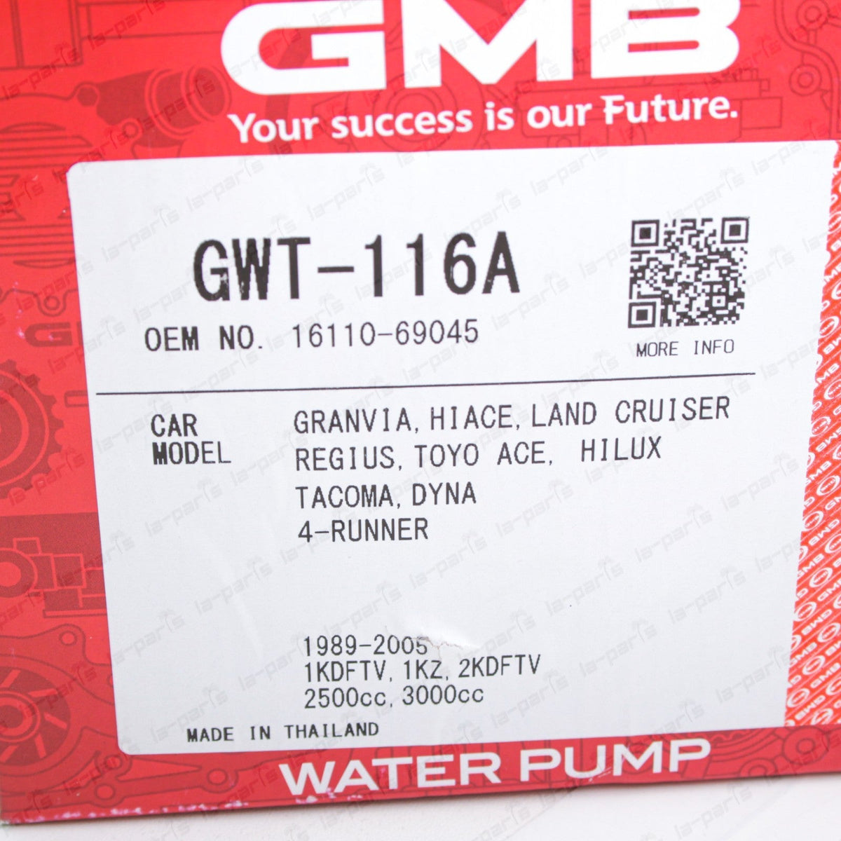 New GMB Water Pump For Toyota Hilux Land Cruiser Dyna 1KDFTV 2KDFTV GWT116A