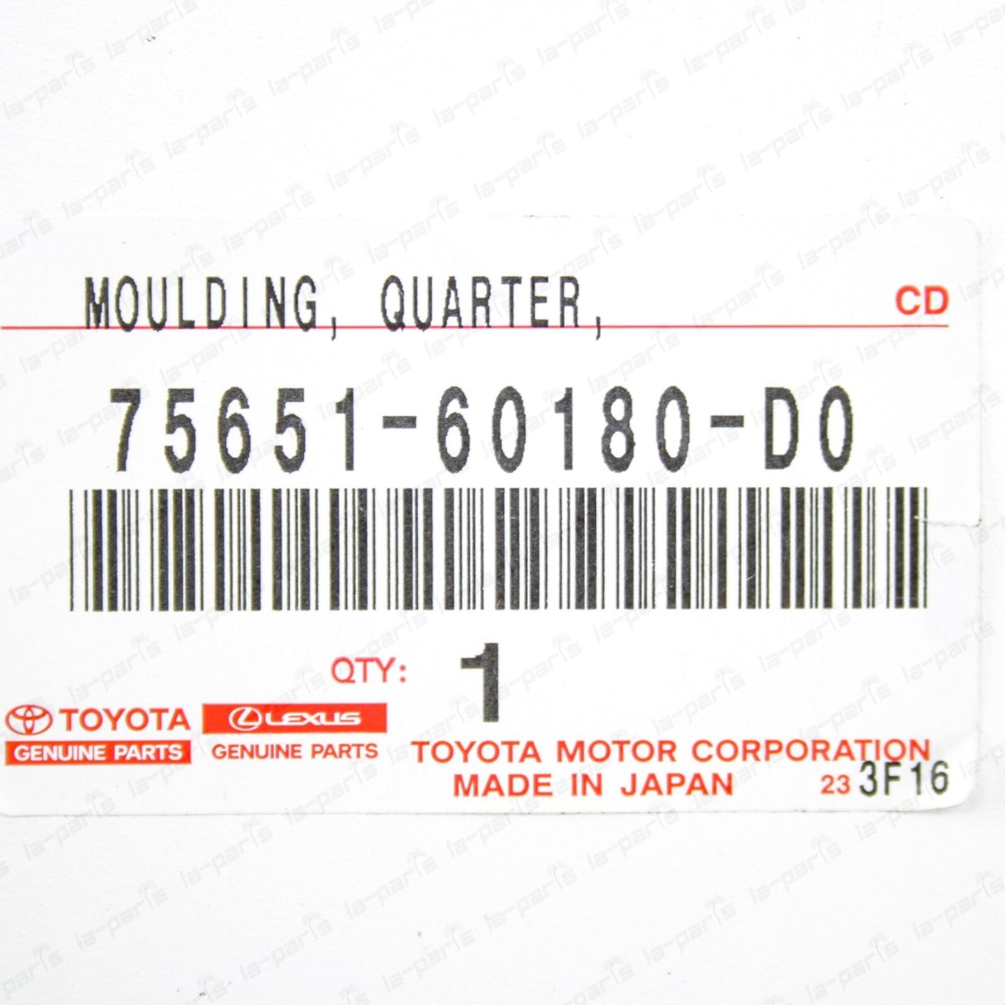 New Genuine Toyota 02-07 Land Cruiser Passenger Quarter Moulding 75651-60180-D0