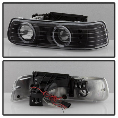 SPYDER xTune Chevy Silverado 1500/2500 99-02 Bumper Projector Headlights - LED - Black PRO-JH-CSIL99-SET-BK 9036781