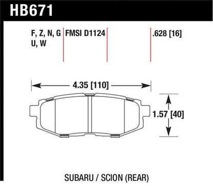 Hawk 11+ Subaru Legacy GT HPS Street Rear Brake Pads