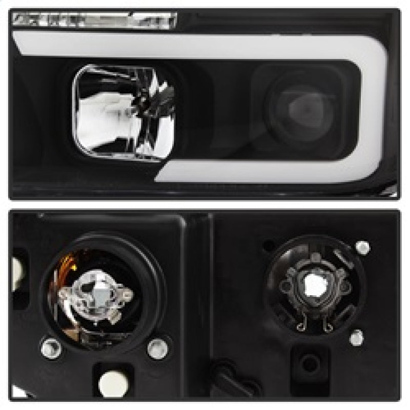 Spyder 08-13 Toyota Sequoia Projector Headlights - Light Bar DRL - Black PRO-YD-TTU07V2-LB-BK 5085344
