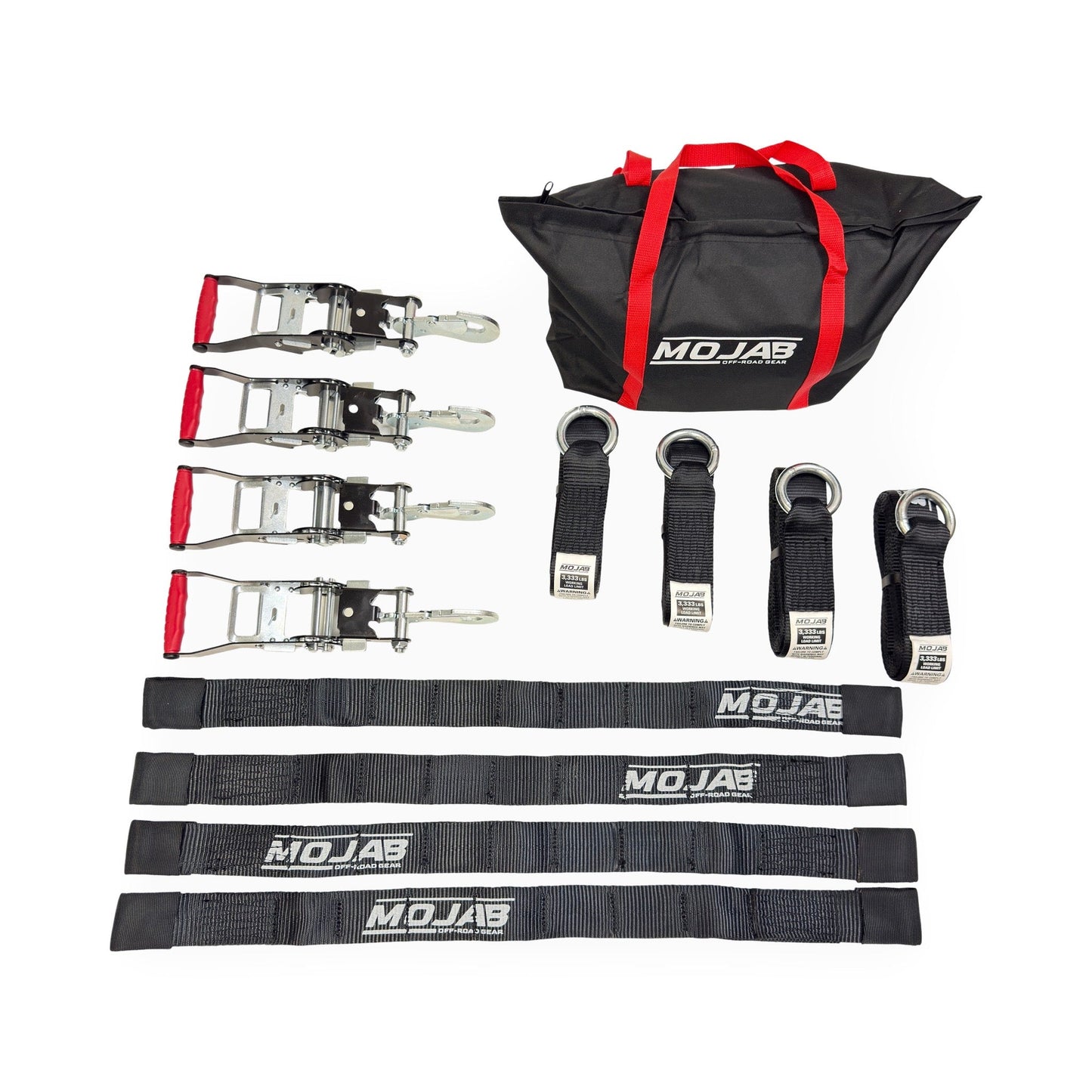 MOJAB LassoLock™ Heavy-Duty Tire Tie Down Kit – 2” × 12’ (Set of 4)