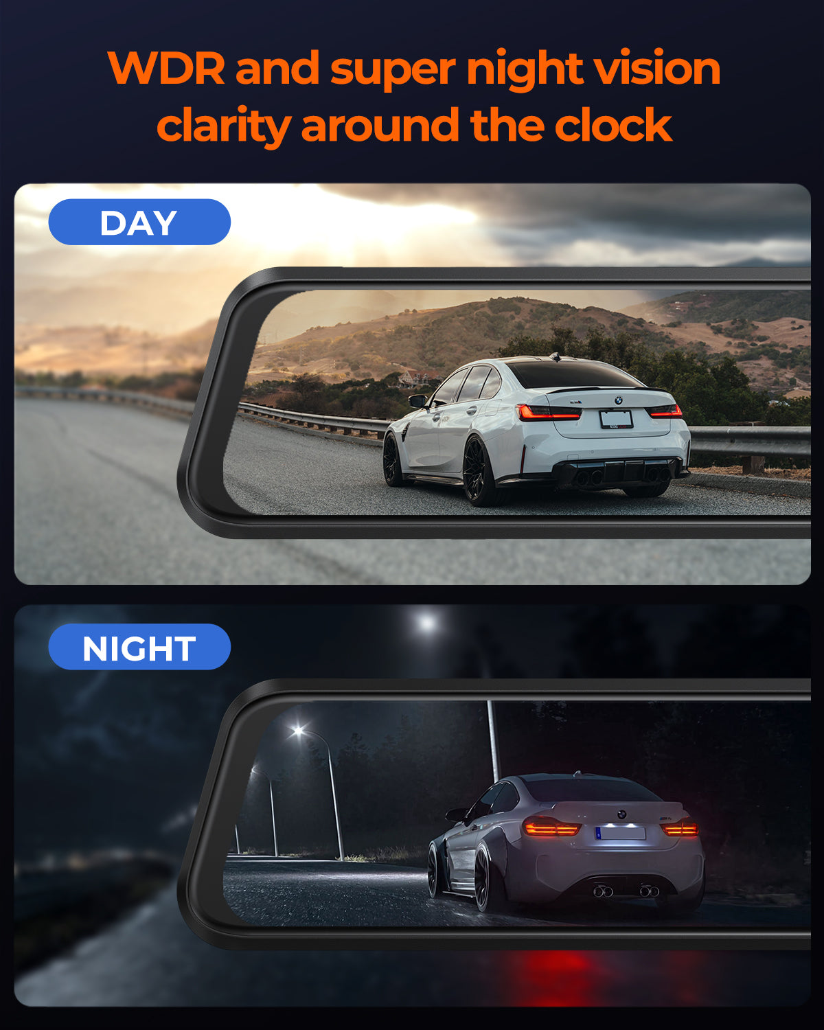 M4 3CH Mirror Dash Cam, 1080P/60fps, 12" IPS Touchscreen