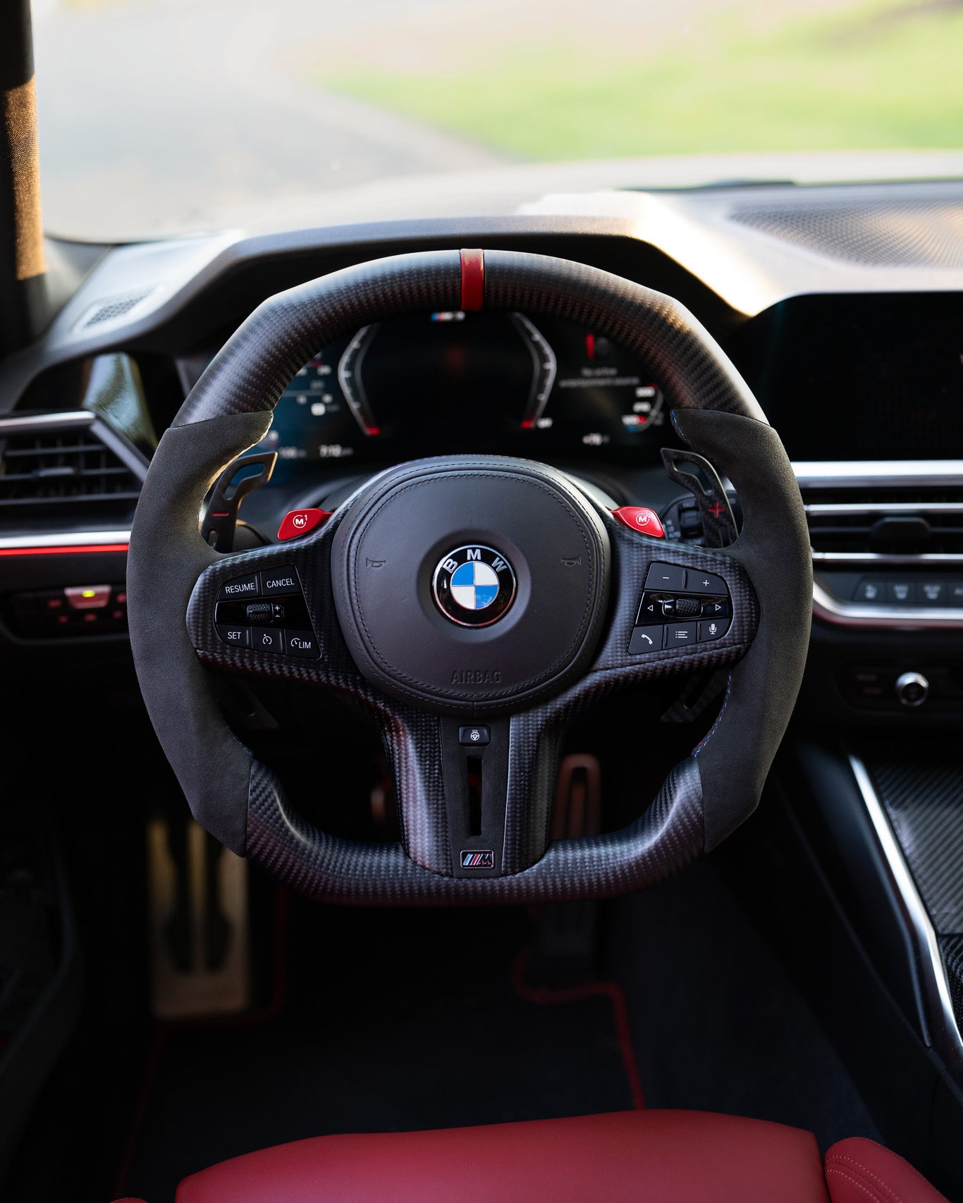 BMW Alcantara Flat Bottom Matte Carbon Fiber Steering Wheel for G Chassis- Carbone's Signature Design for G20 G30 G80 G82 M3 M4 M2 M340i