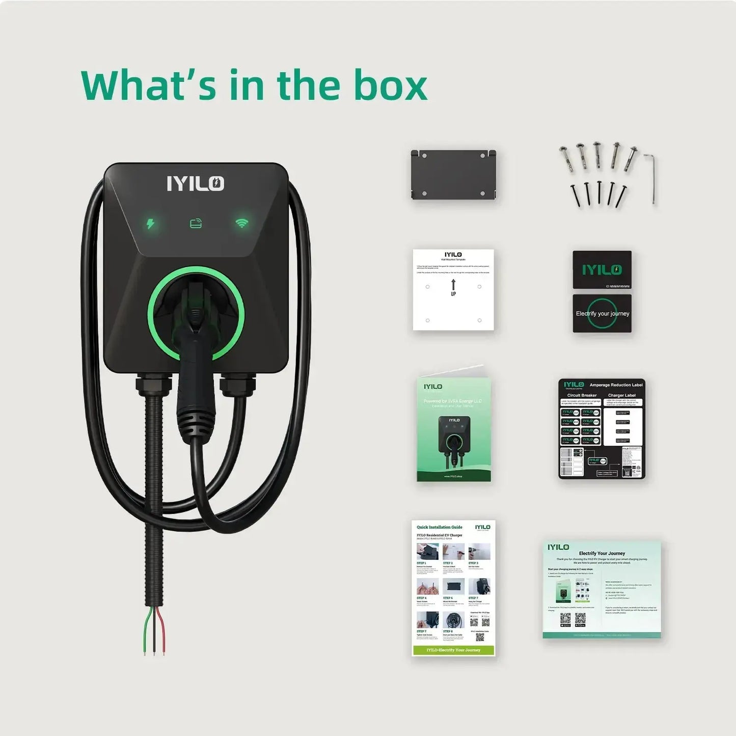 IYILO Level 2 EV Charger J1772 Wall-mounted Hardwired - 48A