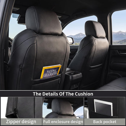 Truck Seat Covers for Toyota Tacoma 2024-2026 Double Cab, Nappa Leather, 3D Laser-Scan Custom Fit, Waterproof, Easy-Clean, Full Coverage, Airbag Compatible, Pet & Scratch Protection
