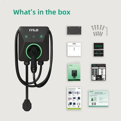 IYILO Level 2 EV Charger NEMA 14-50 J1772 Wall-mounted Plug In - 48A
