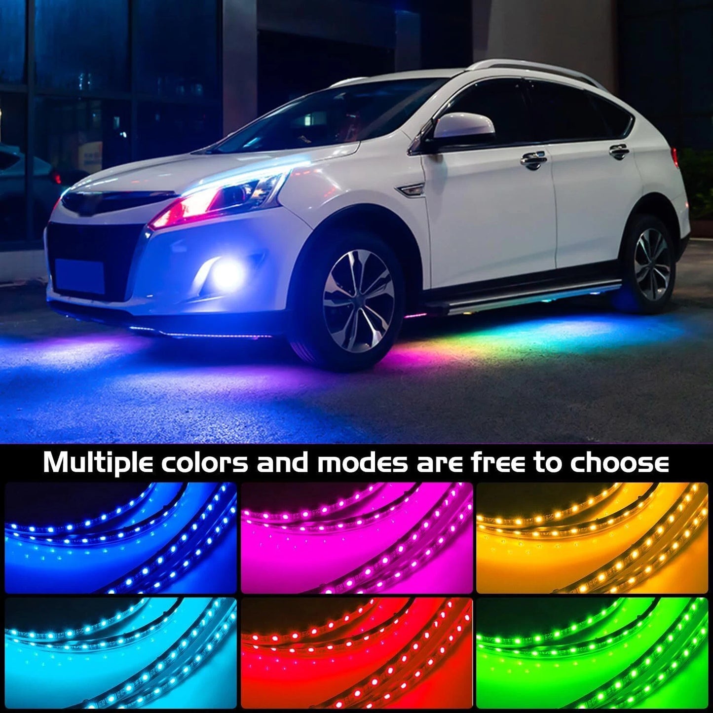 GEN PERFORMANCE 6PCS Double Row RGB Dream LED Underglow Kit – Neon Chasing Lights w/ Remote & Bluetooth
