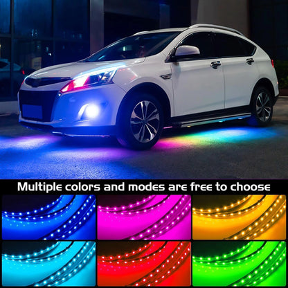 GEN PERFORMANCE 6PCS Double Row RGB Dream LED Underglow Kit – Neon Chasing Lights w/ Remote & Bluetooth