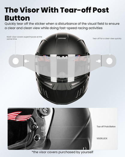 ILM Snell SA2020 Approved Auto Racing Lightweight Fiberglass Full Face Helmets Model 890