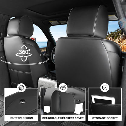 Umbrauto Seat Covers for Silverado/Sierra| Waterproof Leather Pickup Truck Custom Seat Covers Full Set for Chevy Silverado GMC Sierra ,Black