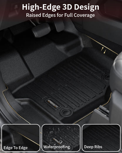 Umbrauto All Weather Floor Mats for Ford F150 SuperCrew 2015-2025 2026 & Lightning 2022-2026, Custom Fit TPE Truck Floor Liners, Waterproof Heavy Duty Full Coverage, Rear w/o Fold Flat Storage