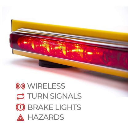 Master Tailgater's 19" Wireless Magnetic Tow Light Bar | 48 Foot Range | Ultra Bright LED | 4 Pin Round, 4 Pin Flat, or 7 Pin RV Hitch Transmitter