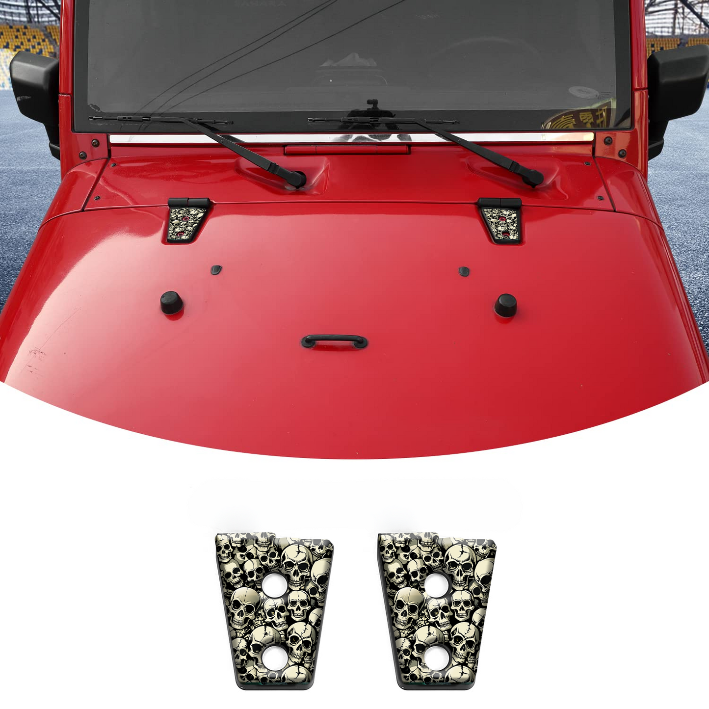 Skulls hood hinge overlay decals 5