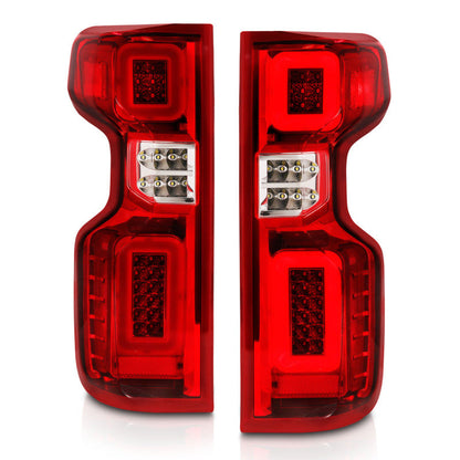 ANZO 19-21 Chevy Silverado Full LED Tailights Chrome Housing Red/Clear Lens G2 (w/C Light Bars) 311416