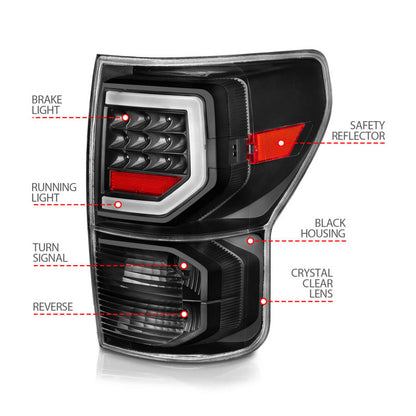 Anzo 07-11 Toyota Tundra Full LED Tailights Black Housing Clear Lens G2 (w/C Light Bars) 311386