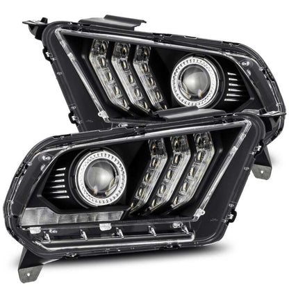 AlphaRex 10-12 Ford Mustang LUXX LED Proj Headlights Plank Style Black w/Activ Light/Seq Signal 880115 *Discontinued