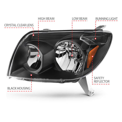 Anzo  2003-2005 Toyota 4Runner Crystal Headlights Black