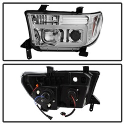 Spyder 07-13 Toyota Tundra V2 Light Bar DRL Projector Headlights - Chrome (PRO-YD-TTU07V2-LB-C) 5084651