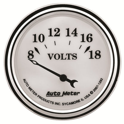 AutoMeter Gauge Voltmeter 2-1/16in. 18V Elec Old Tyme White II 1292