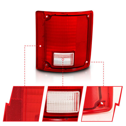 ANZO 1978-1991 Chevy Blazer Taillight Red/Clear Lens w/o Chrome Trim Fleetside (OE Replacement) 311317