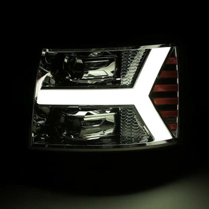 AlphaRex 07-13 Chevy 1500 LUXX LED Proj Headlights Plank Design Chrome w/ Activ Light/Seq Signal/DRL 880222 *Discontinued