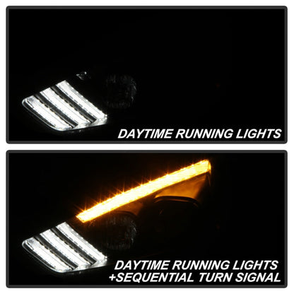 Spyder 15-18 Ford Focus Projector Headlights - Seq Turn Light Bar - Black PRO-YD-FF15-LBSEQ-BK 5086105