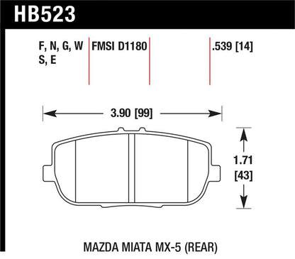 Hawk 06-11 Mazda Miata MX-5 Rear DTC-60 Race Brake Pads